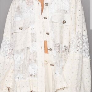 POL White Embroidered Lace Jacket; Size L; New